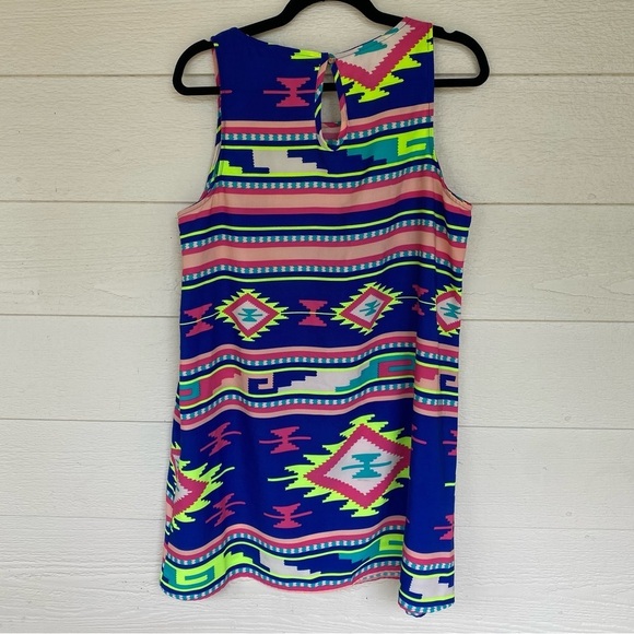 Vanilla Bay Dress‎ 10 Sleeveless Vibrant Aztec Print A Line Knee Length - Picture 4 of 11